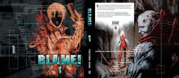 Sobrecapa do mangá Blame! publicado no Brasil pela Editora JBC