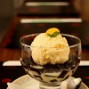 Sobremesa: gelatina de café com gelatina, do Ten Sushi